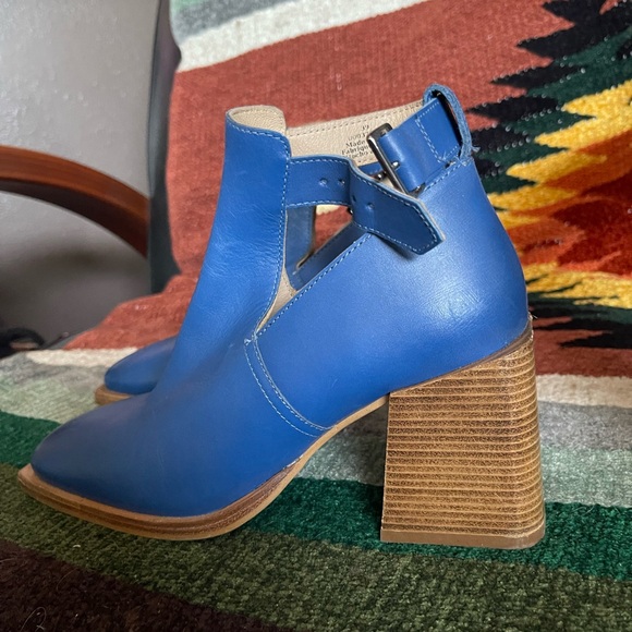 Free People Brady Buckle Bootie Leather Blue sz 39 8.5 - Picture 4 of 10
